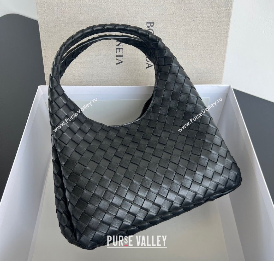Bottega Veneta Campana Shoulder Bag in Intrecciato Leather Black 2025 844249 (WT-250924007)