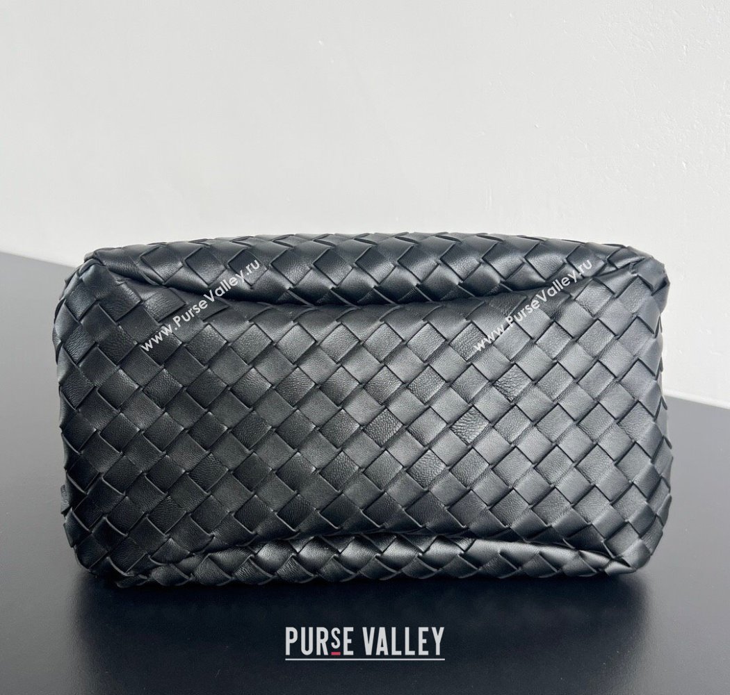 Bottega Veneta Campana Shoulder Bag in Intrecciato Leather Black 2025 844249 (WT-250924007)