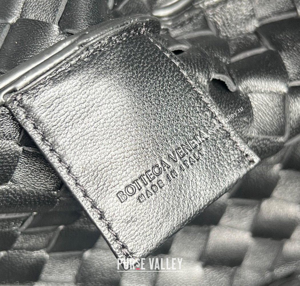 Bottega Veneta Campana Shoulder Bag in Intrecciato Leather Black 2025 844249 (WT-250924007)