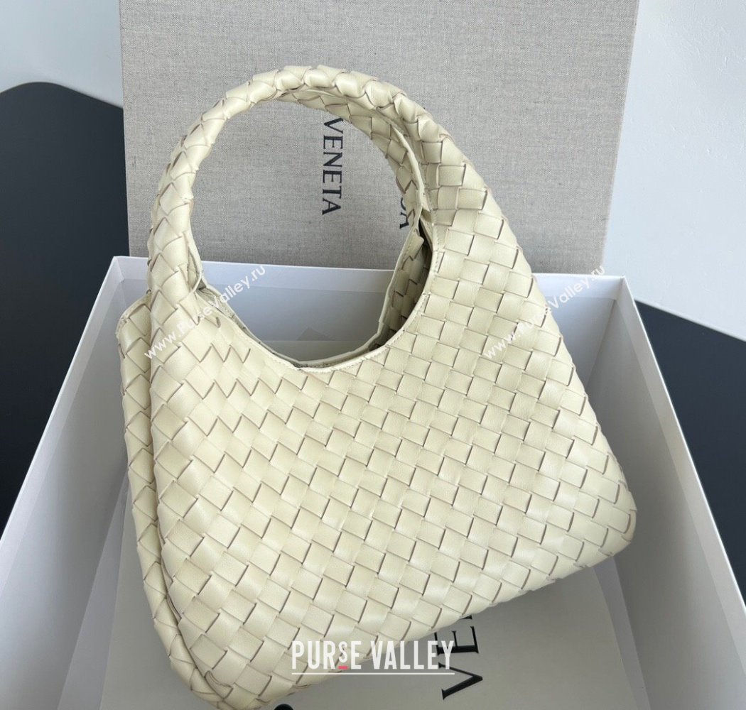 Bottega Veneta Campana Shoulder Bag in Intrecciato Leather Sea Salt 2025 844249 (WT-250924009)