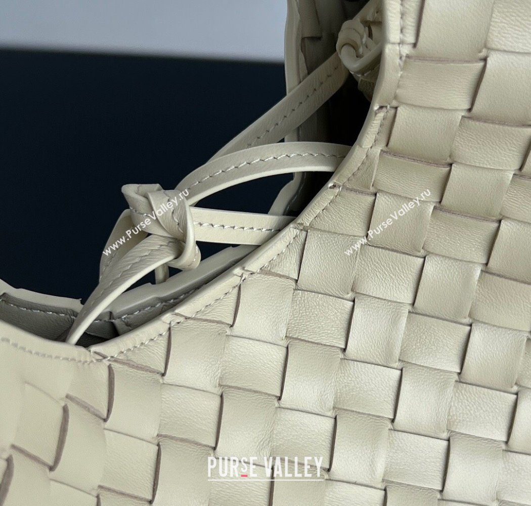 Bottega Veneta Campana Shoulder Bag in Intrecciato Leather Sea Salt 2025 844249 (WT-250924009)