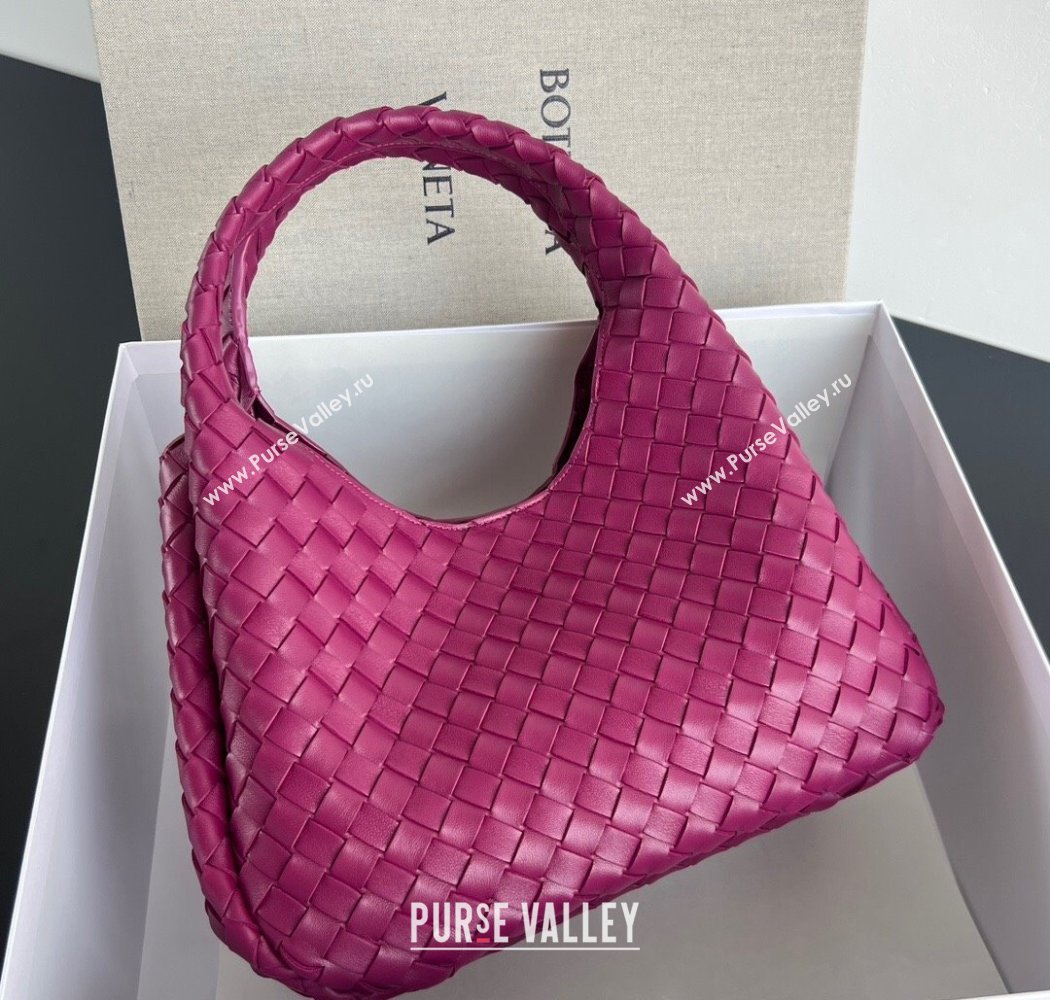 Bottega Veneta Campana Shoulder Bag in Intrecciato Leather Beetroot Purple 2025 844249 (WT-250924006)