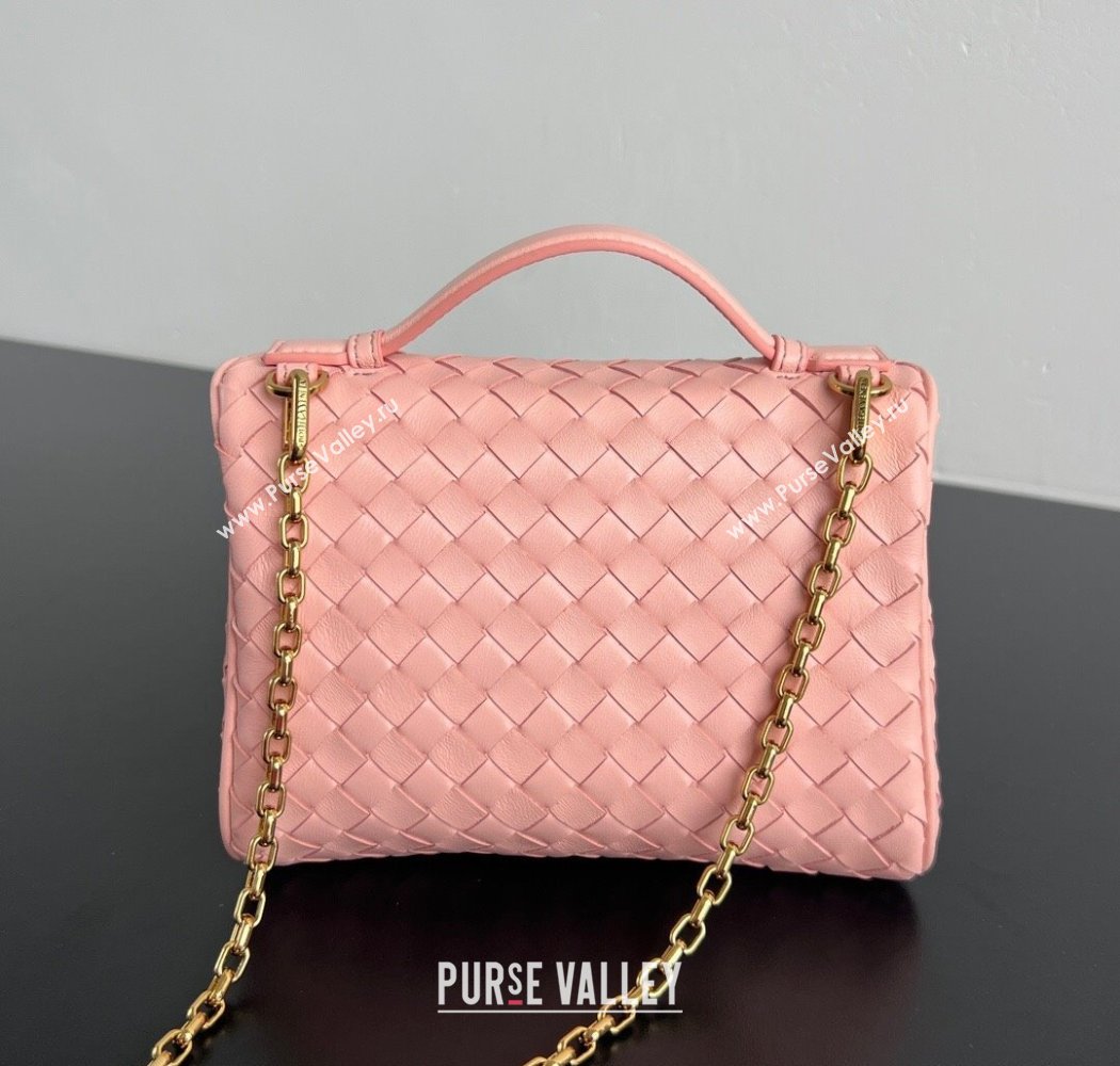 Bottega Veneta Small Soft Vanity Bag in Intrecciato Leather Rose Pink 2025 843800 (WT-250924003)