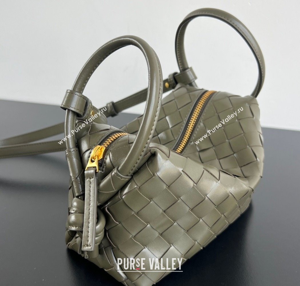 Bottega Veneta Small Loop Cross-Body Bag in Intrecciato Leather 796615 Cypress Green 2025 (WT-250924029)