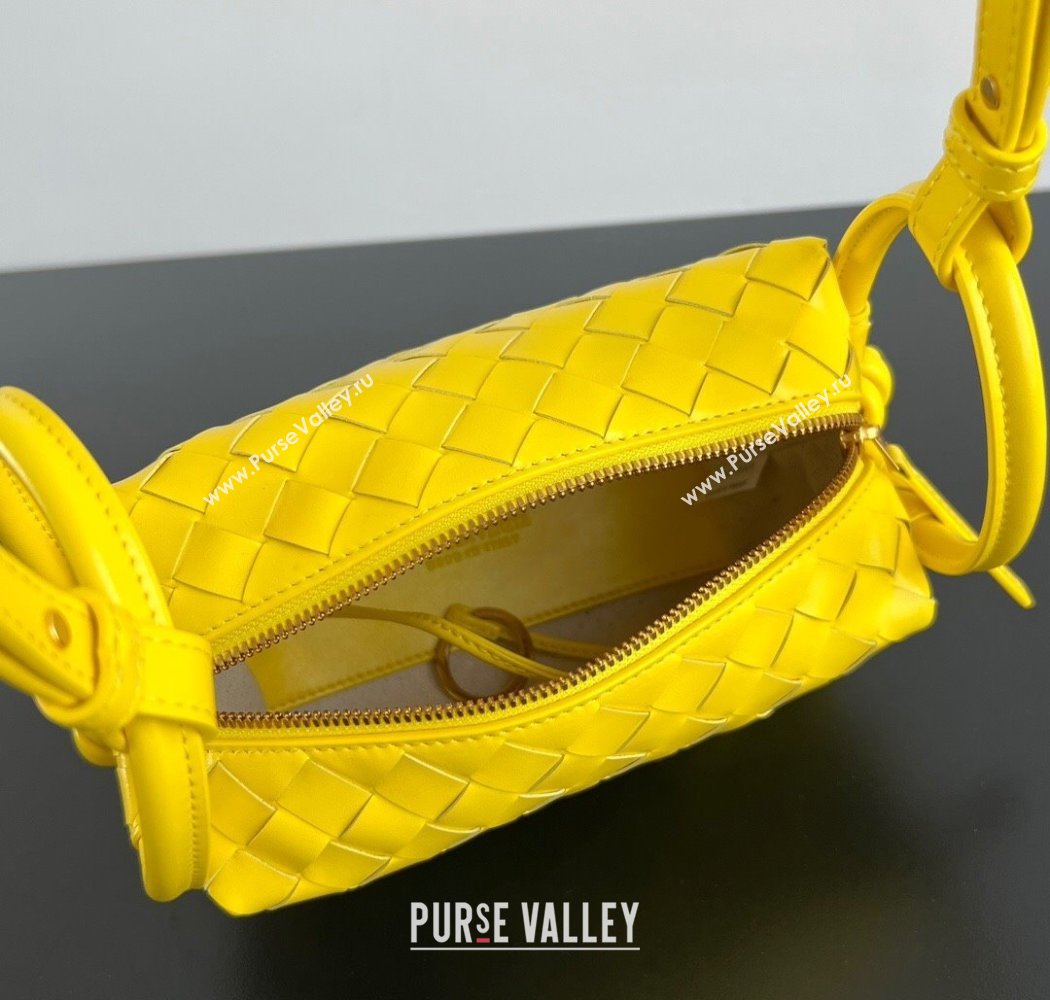 Bottega Veneta Small Loop Cross-Body Bag in Intrecciato Leather 796615 Sulfur Yellow 2025 (WT-250924030)