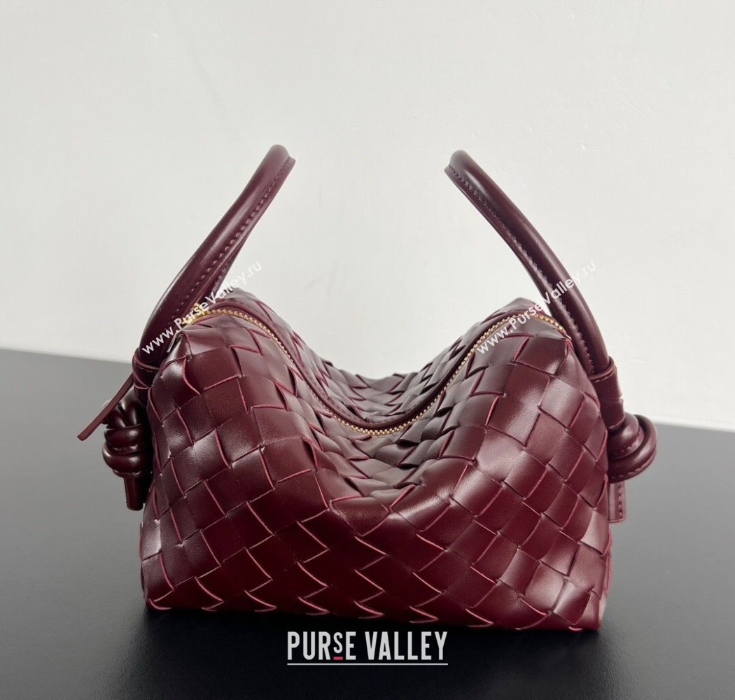 Bottega Veneta Small Loop Cross-Body Bag in Intrecciato Leather 796615 Barolo Red 2025 (WT-250924031)