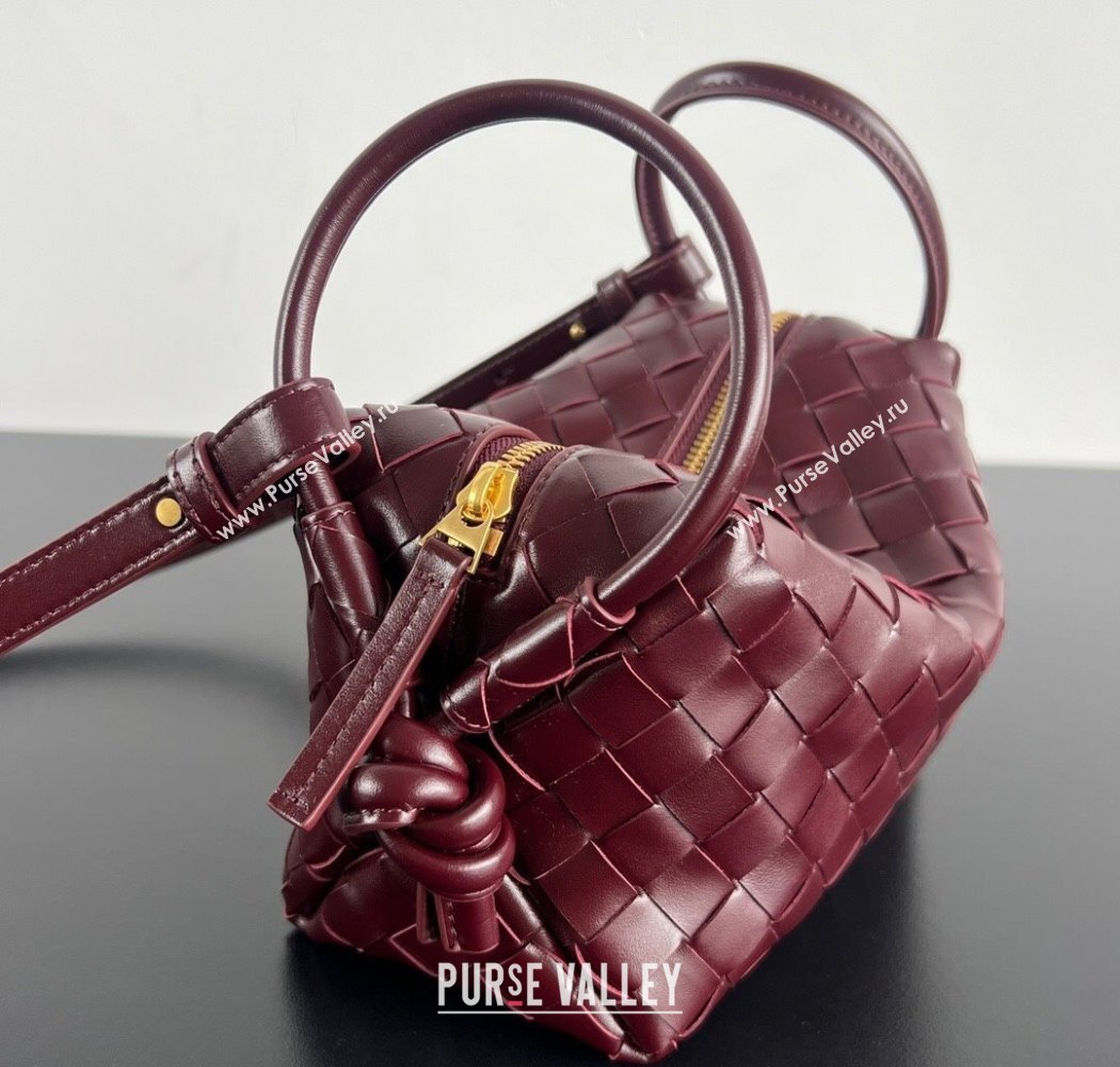 Bottega Veneta Small Loop Cross-Body Bag in Intrecciato Leather 796615 Barolo Red 2025 (WT-250924031)