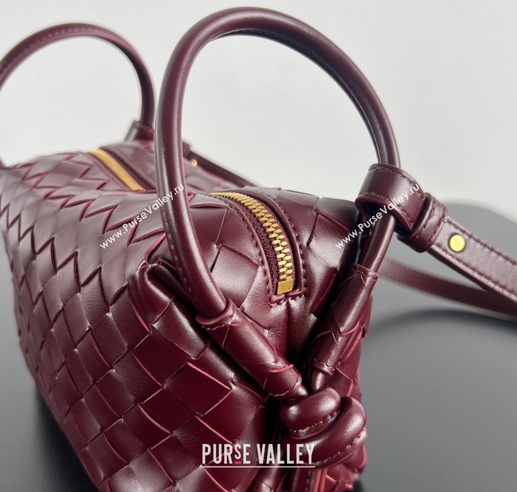 Bottega Veneta Small Loop Cross-Body Bag in Intrecciato Leather 796615 Barolo Red 2025 (WT-250924031)
