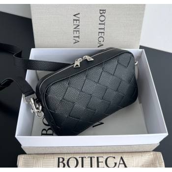 Bottega Veneta Mens Small Camera Bag in Grained Intrecciato Leather Black 2025 755923 (WT-250924032)