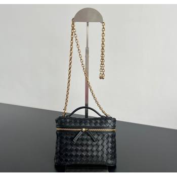 Bottega Veneta Small Soft Vanity Bag in Intrecciato Leather Black 2025 843800 (WT-250924002)