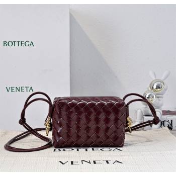 Bottega Veneta Mini Loop Camera Bag in Intrecciato Leather Burgundy 2025 723547 (WT-250924044)