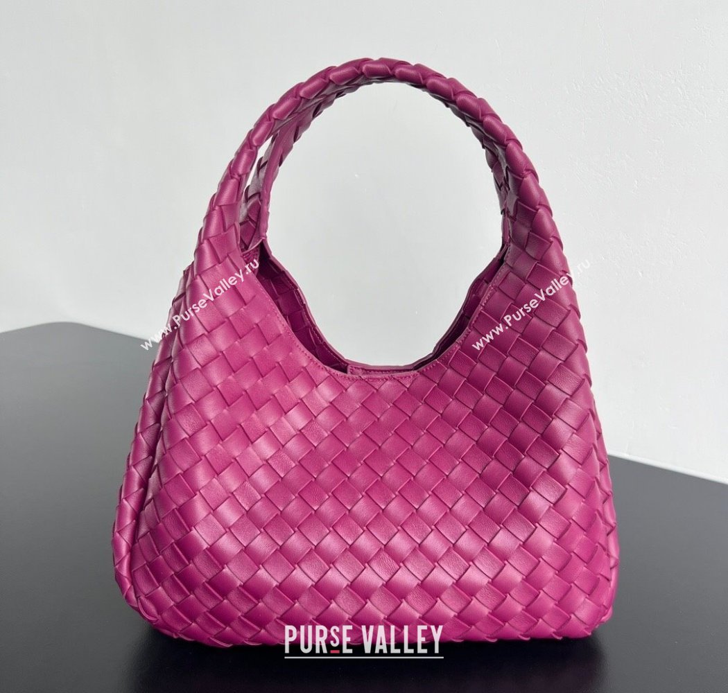 Bottega Veneta Campana Shoulder Bag in Intrecciato Leather Beetroot Purple 2025 844249 (WT-250924006)