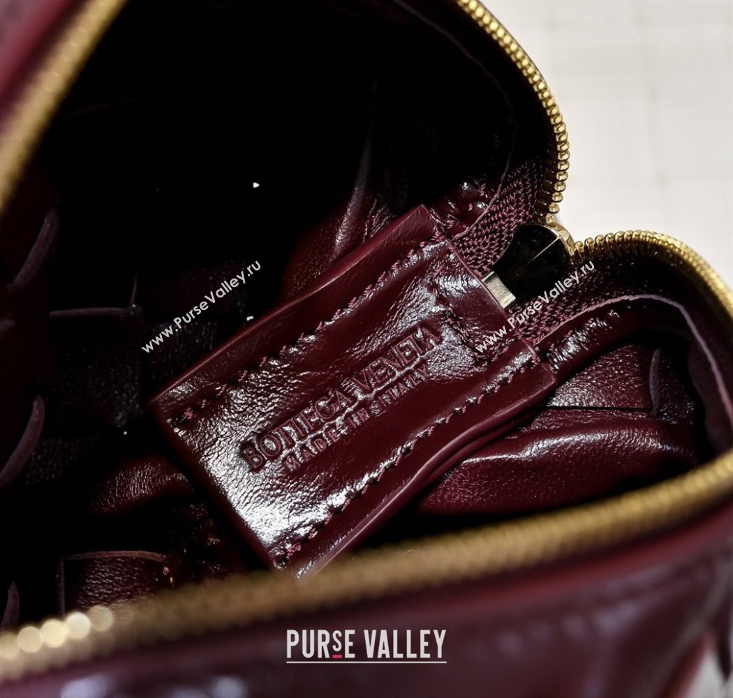 Bottega Veneta Mini Loop Camera Bag in Intrecciato Leather Burgundy 2025 723547 (WT-250924044)