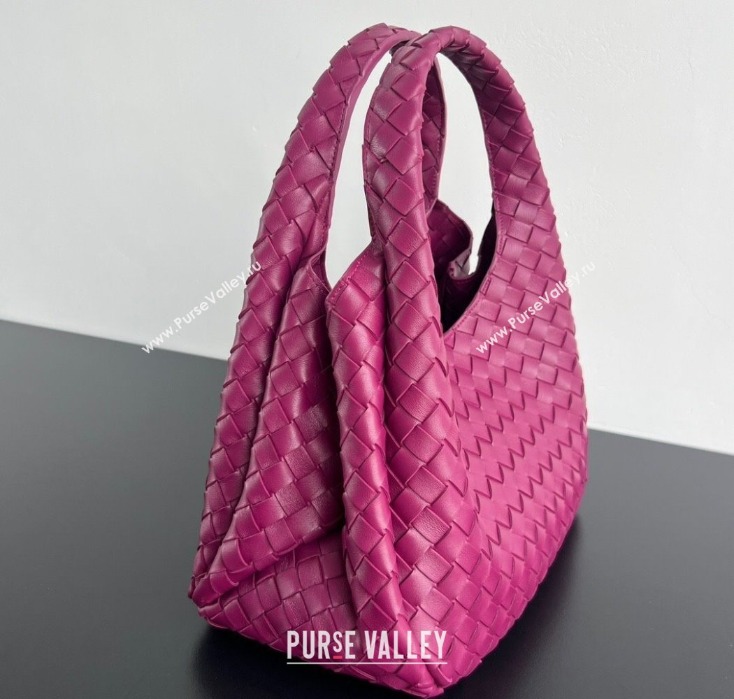 Bottega Veneta Campana Shoulder Bag in Intrecciato Leather Beetroot Purple 2025 844249 (WT-250924006)