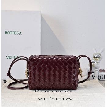 Bottega Veneta Loop Camera Bag in Intrecciato Leather Burgundy 2025 723548 (WT-250924041)