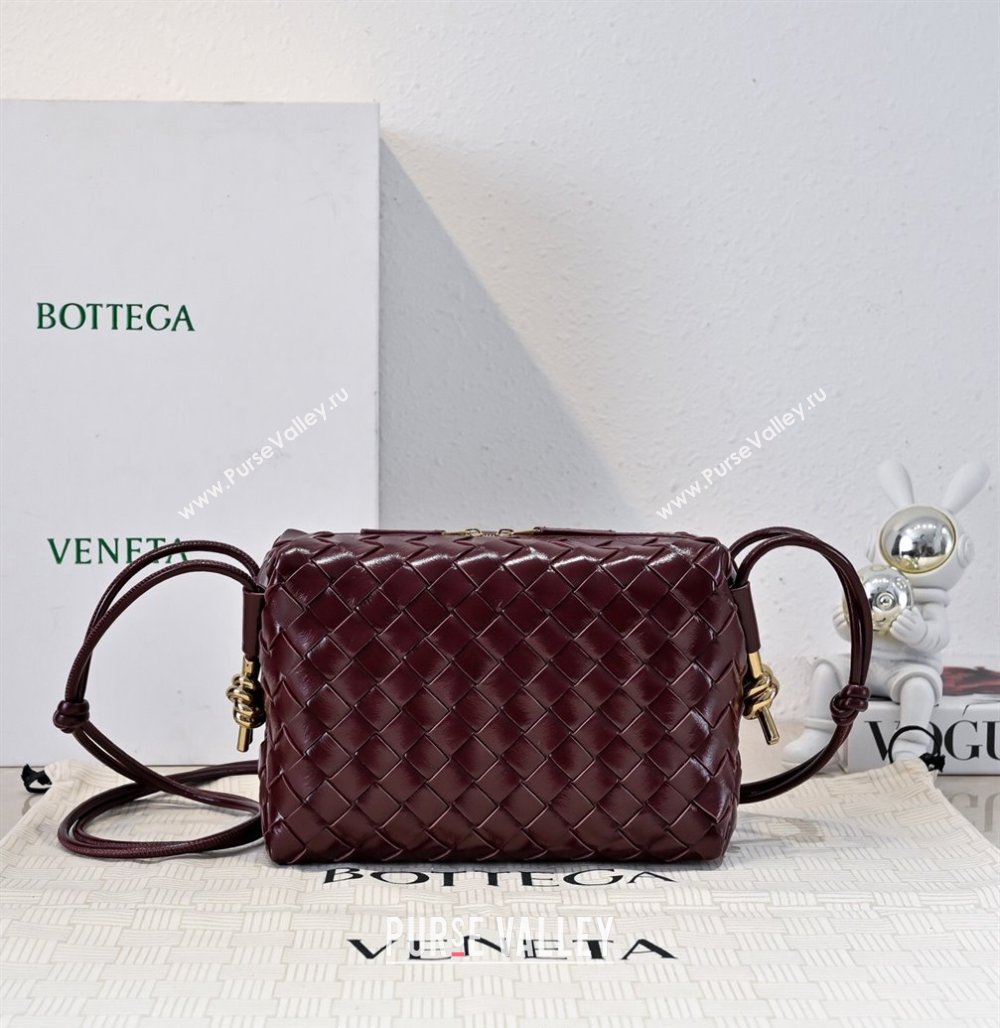 Bottega Veneta Loop Camera Bag in Intrecciato Leather Burgundy 2025 723548 (WT-250924041)