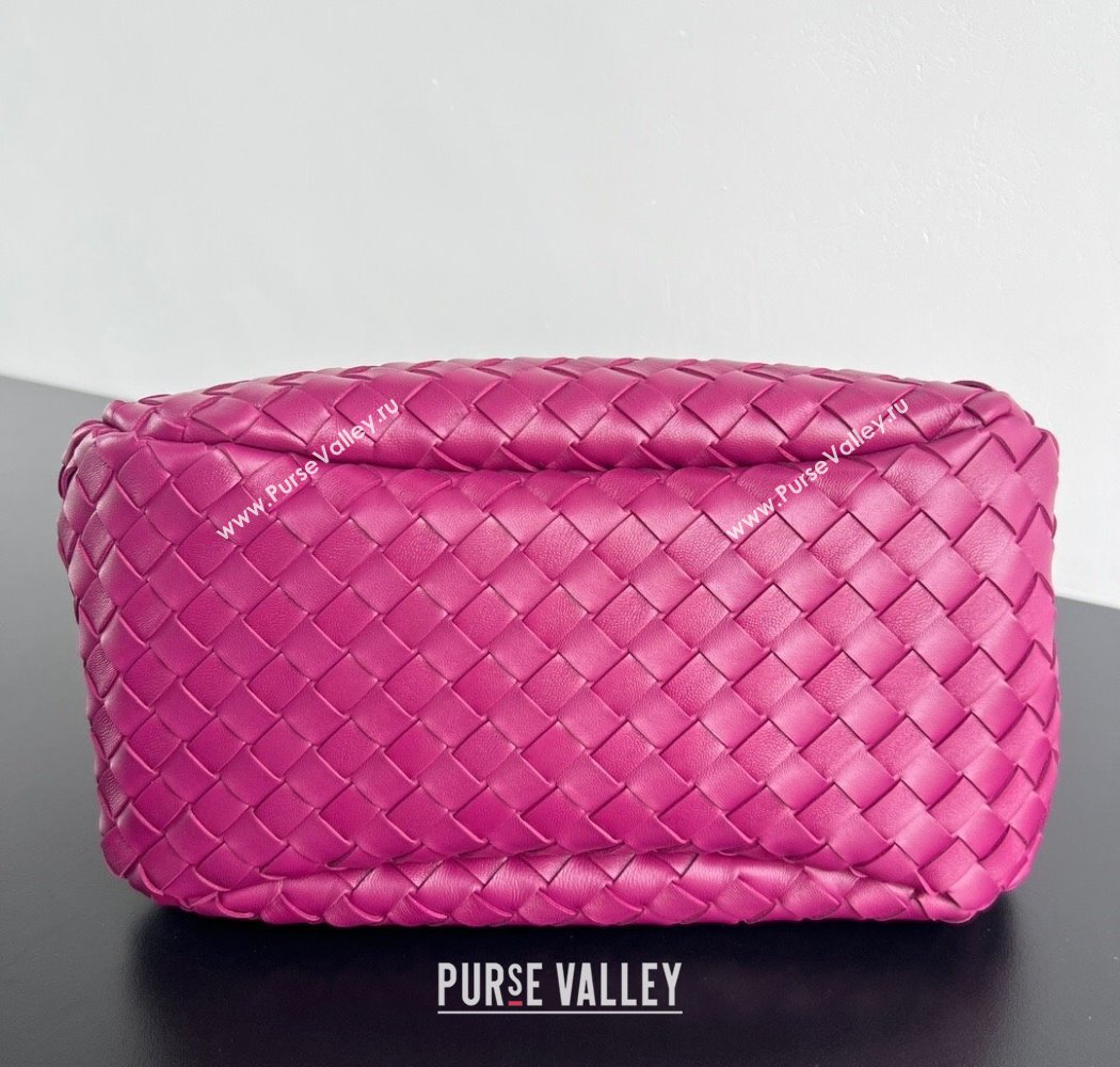 Bottega Veneta Campana Shoulder Bag in Intrecciato Leather Beetroot Purple 2025 844249 (WT-250924006)
