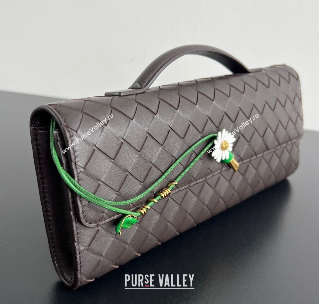 Bottega Veneta Andiamo Daisy Long Clutch Bag in Intrecciato Leather Fondant Brown 2025 836810 (WT-250924025)