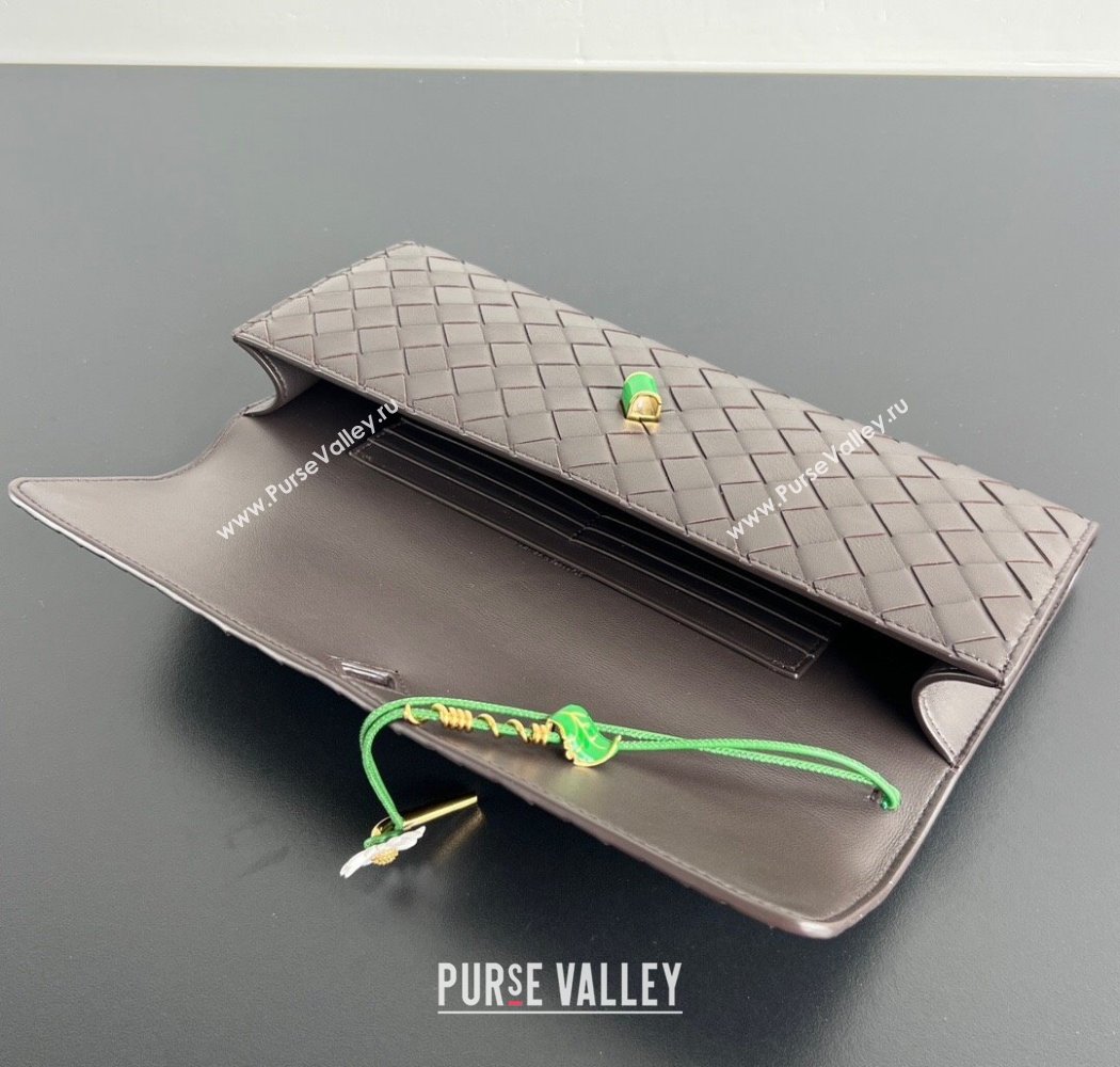 Bottega Veneta Andiamo Daisy Long Clutch Bag in Intrecciato Leather Fondant Brown 2025 836810 (WT-250924025)