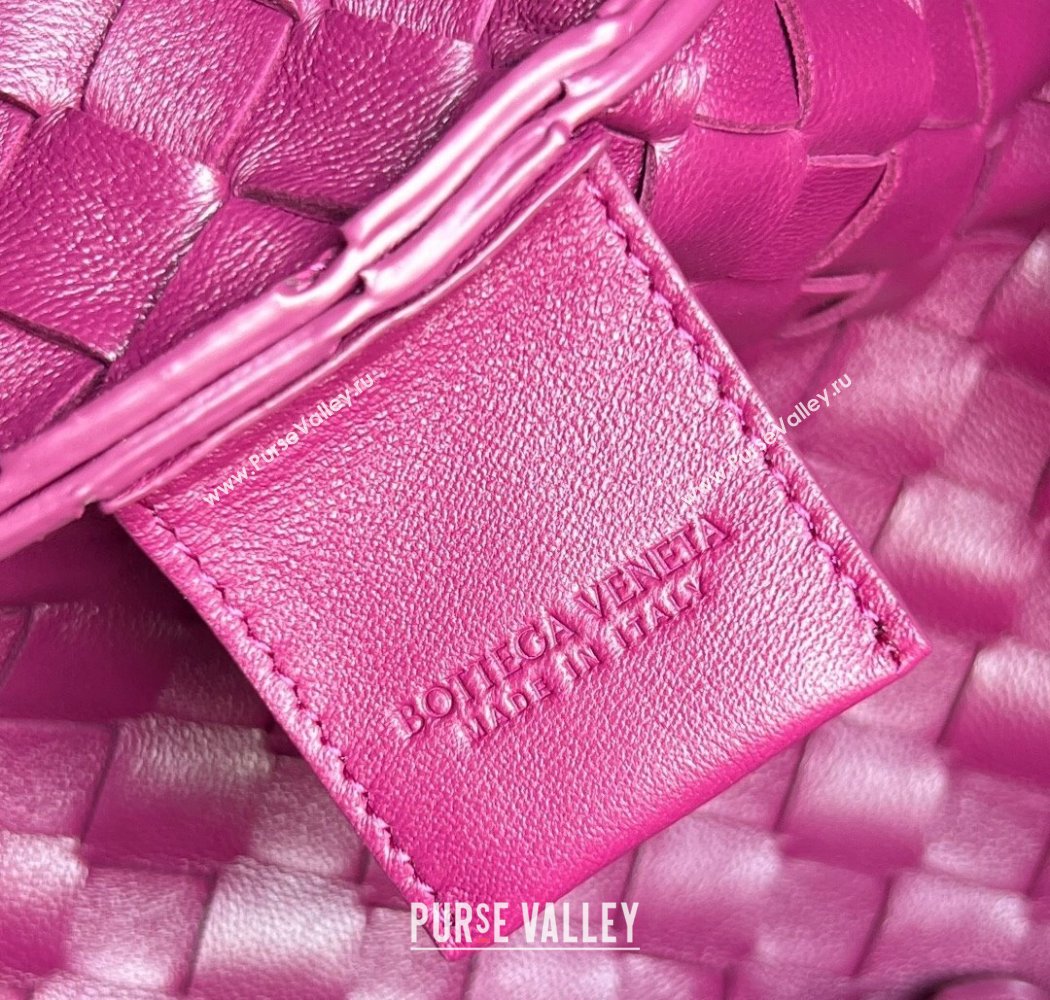 Bottega Veneta Campana Shoulder Bag in Intrecciato Leather Beetroot Purple 2025 844249 (WT-250924006)