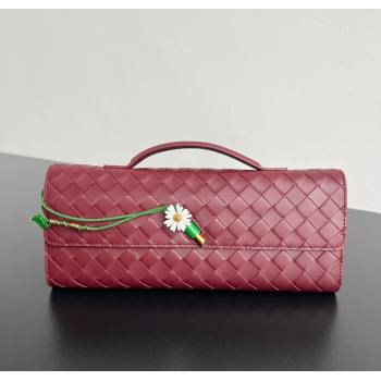 Bottega Veneta Andiamo Daisy Long Clutch Bag in Intrecciato Leather Barolo Red 2025 836810 (WT-250924027)