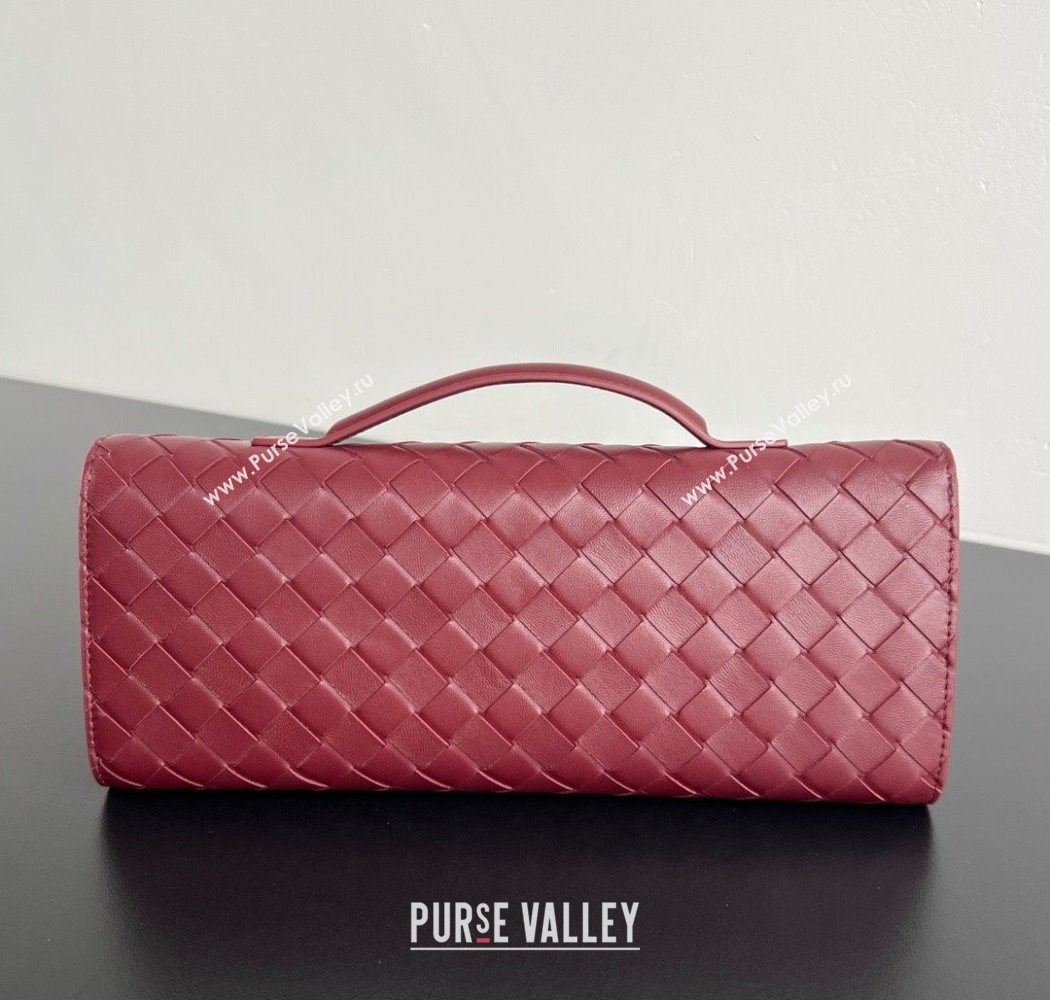 Bottega Veneta Andiamo Daisy Long Clutch Bag in Intrecciato Leather Barolo Red 2025 836810 (WT-250924027)