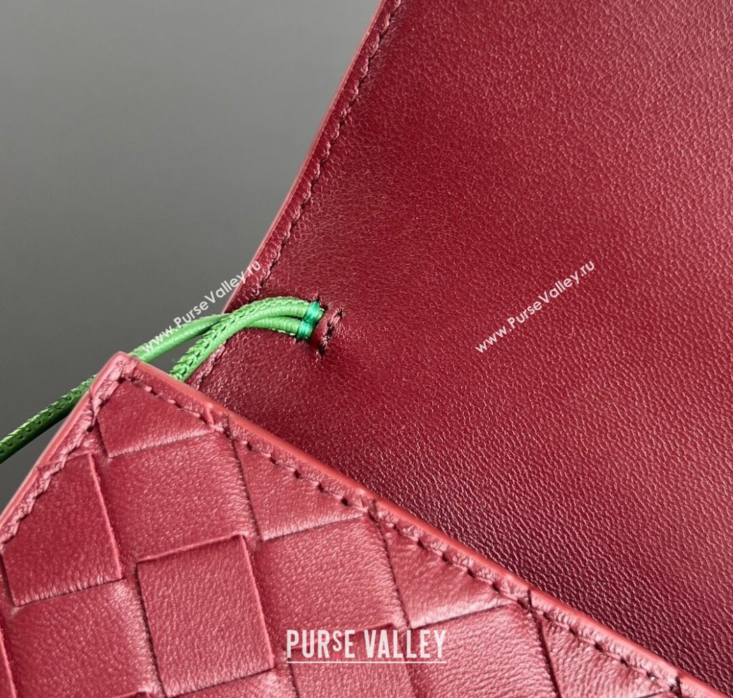 Bottega Veneta Andiamo Daisy Long Clutch Bag in Intrecciato Leather Barolo Red 2025 836810 (WT-250924027)