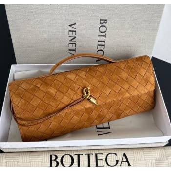 Bottega Veneta Long Clutch Bag Andiamo in Intrecciato Suede Amber Brown 2025 741511 (WT-250924028)