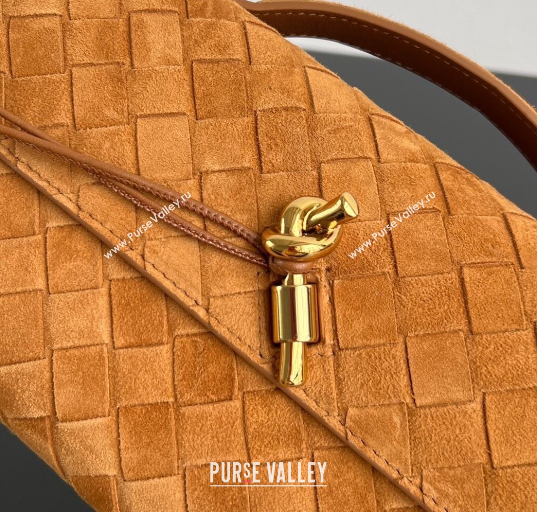 Bottega Veneta Long Clutch Bag Andiamo in Intrecciato Suede Amber Brown 2025 741511 (WT-250924028)