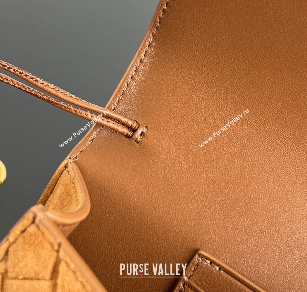 Bottega Veneta Long Clutch Bag Andiamo in Intrecciato Suede Amber Brown 2025 741511 (WT-250924028)