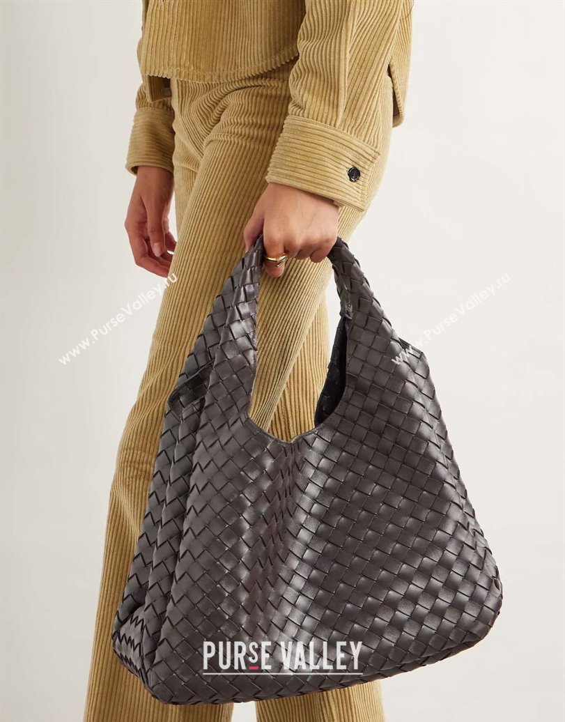 Bottega Veneta Large Campana Shoulder Bag in Intrecciato Leather Black 2025 844250 (WT-250924010)