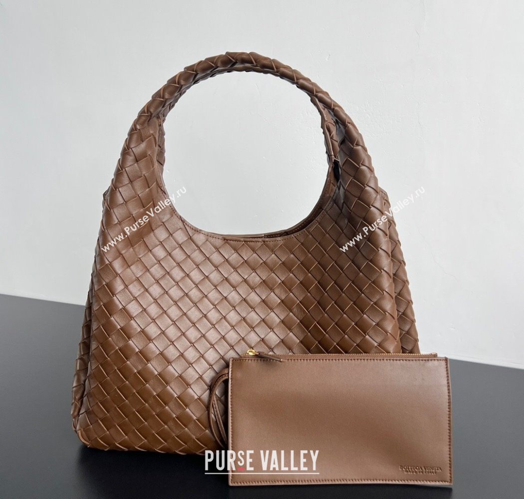 Bottega Veneta Large Campana Shoulder Bag in Intrecciato Leather Nocciola Brown 2025 844250 (WT-250924013)