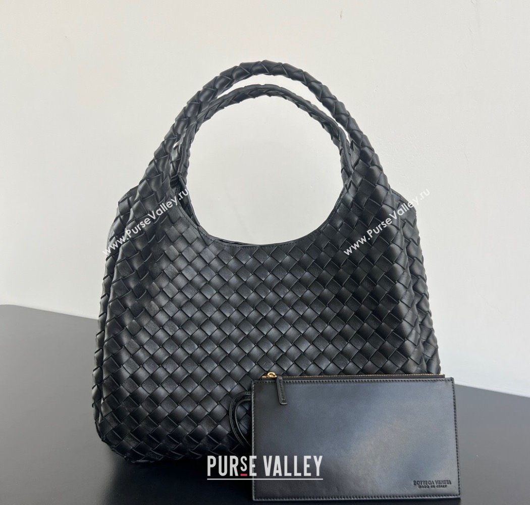 Bottega Veneta Large Campana Shoulder Bag in Intrecciato Leather Black 2025 844250 (WT-250924010)