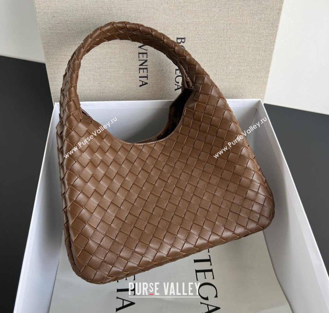Bottega Veneta Campana Shoulder Bag in Intrecciato Leather Nocciola Brown 2025 844249 (WT-250924005)