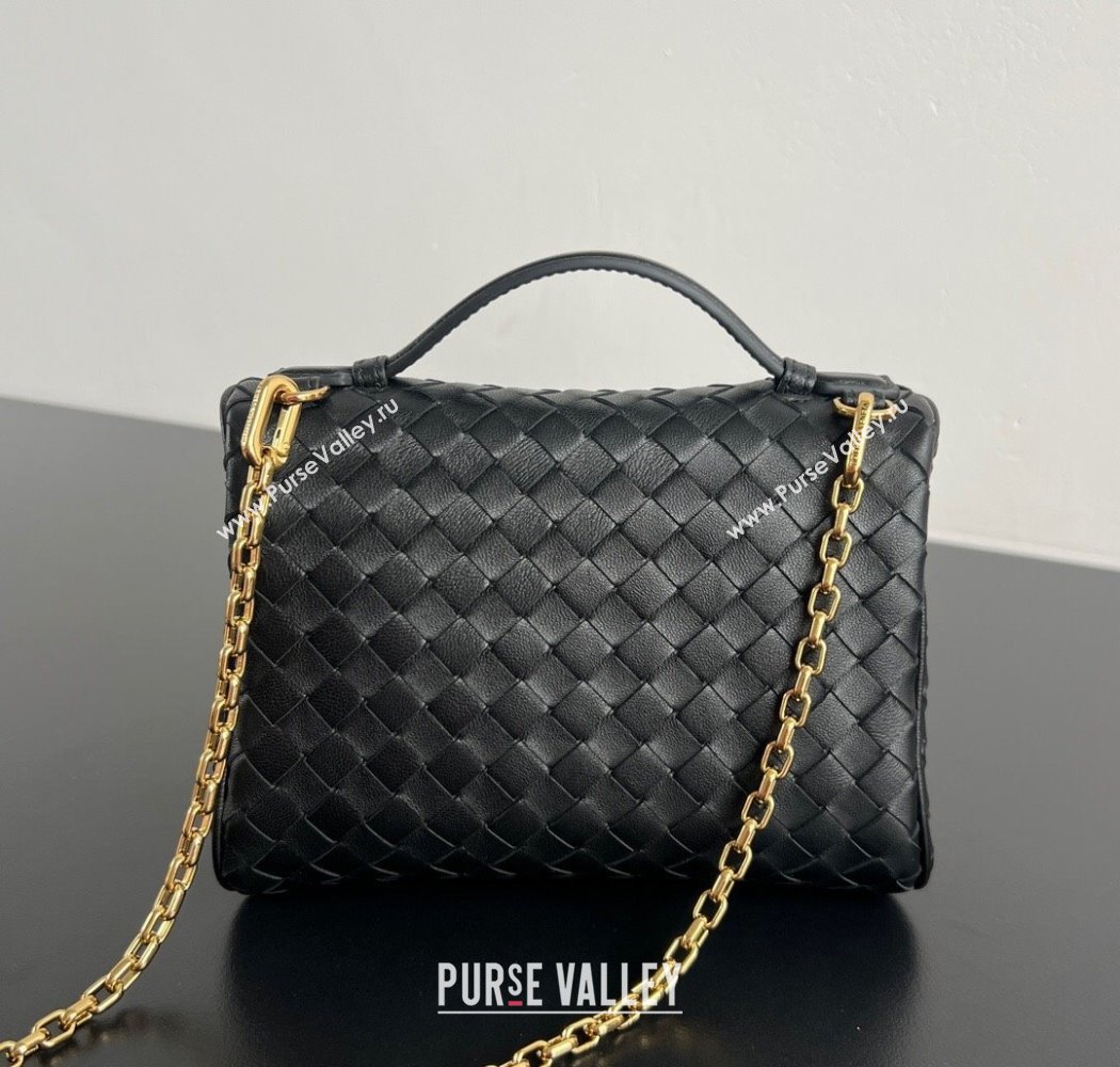 Bottega Veneta Small Soft Vanity Bag in Intrecciato Leather Black 2025 843800 (WT-250924002)
