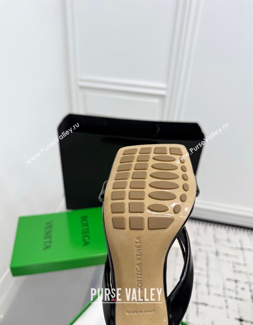 Bottega Veneta Riva Strap Sandals 9cm in Lambskin Leather Black 2025 (KER-251027151)