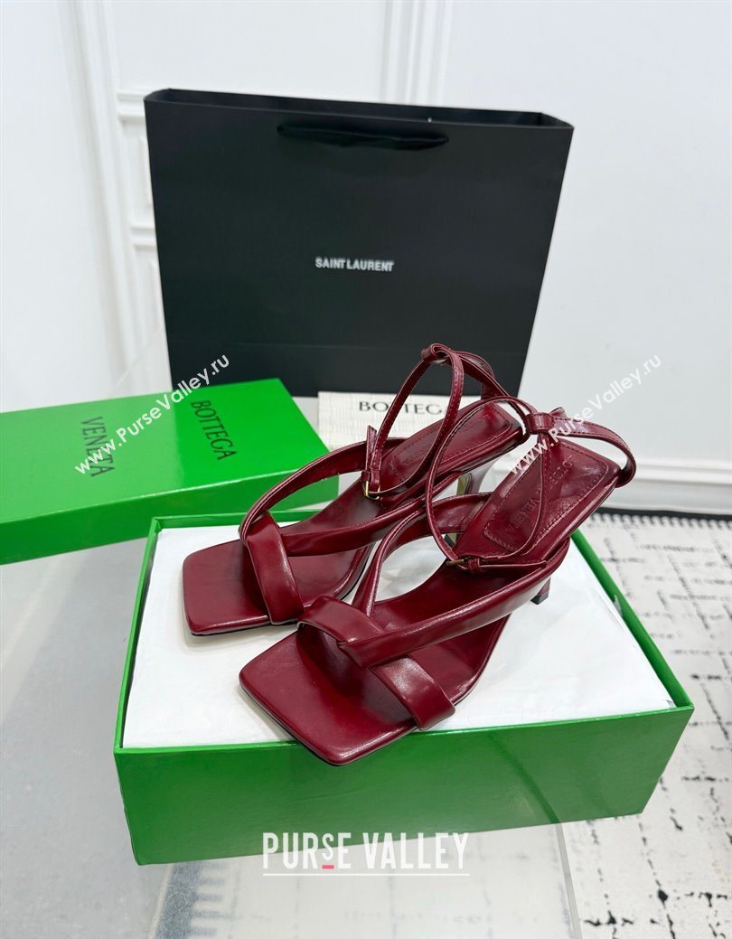 Bottega Veneta Riva Strap Sandals 9cm in Lambskin Leather Red 2025 (KER-251027153)