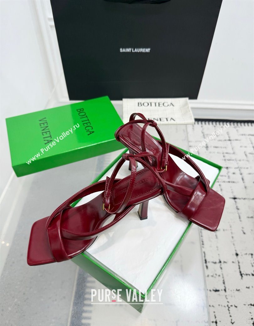 Bottega Veneta Riva Strap Sandals 9cm in Lambskin Leather Red 2025 (KER-251027153)