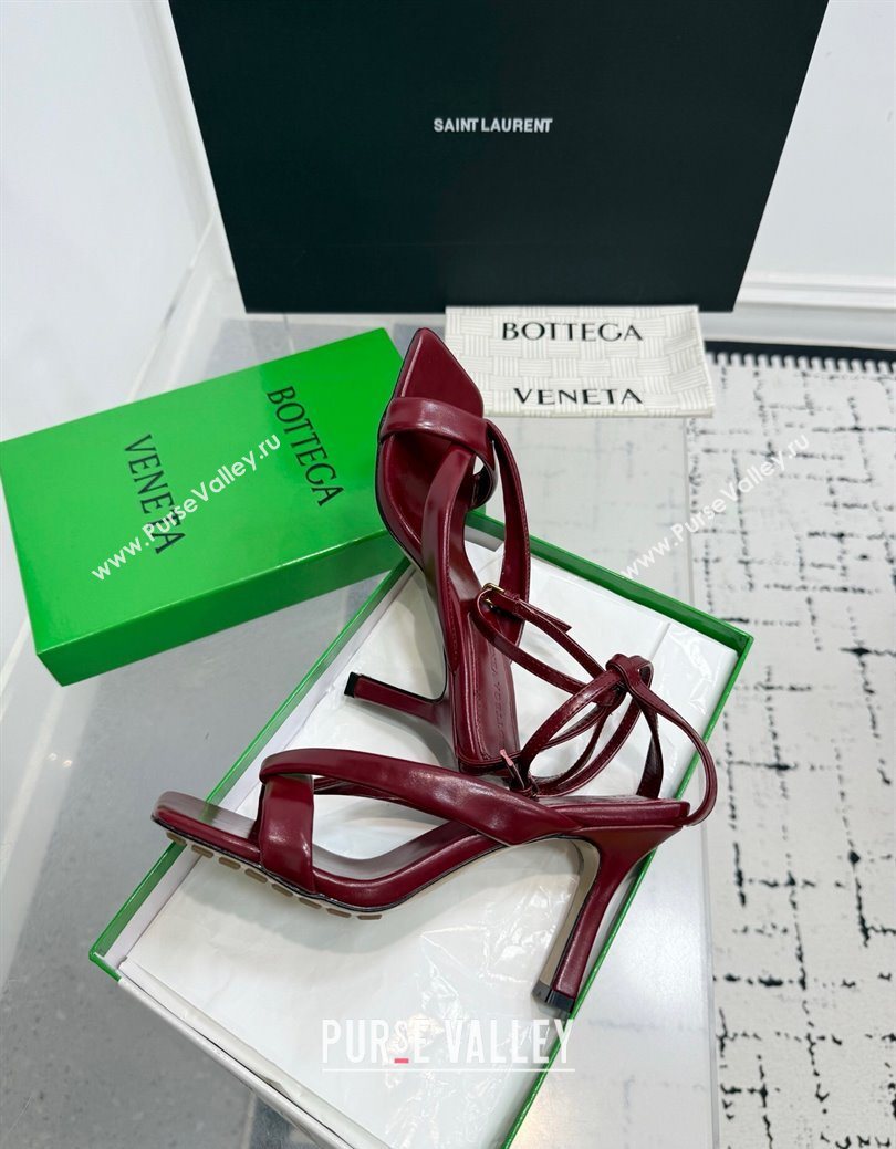 Bottega Veneta Riva Strap Sandals 9cm in Lambskin Leather Red 2025 (KER-251027153)