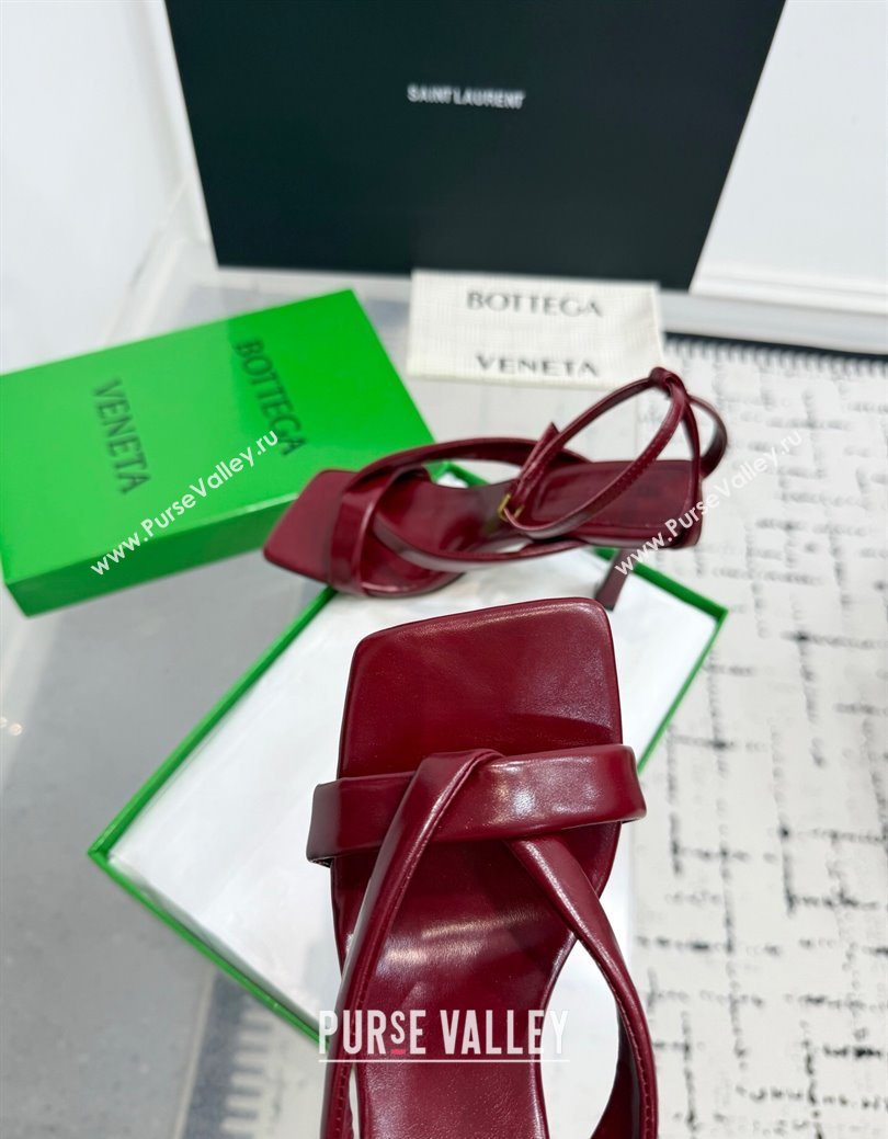 Bottega Veneta Riva Strap Sandals 9cm in Lambskin Leather Red 2025 (KER-251027153)