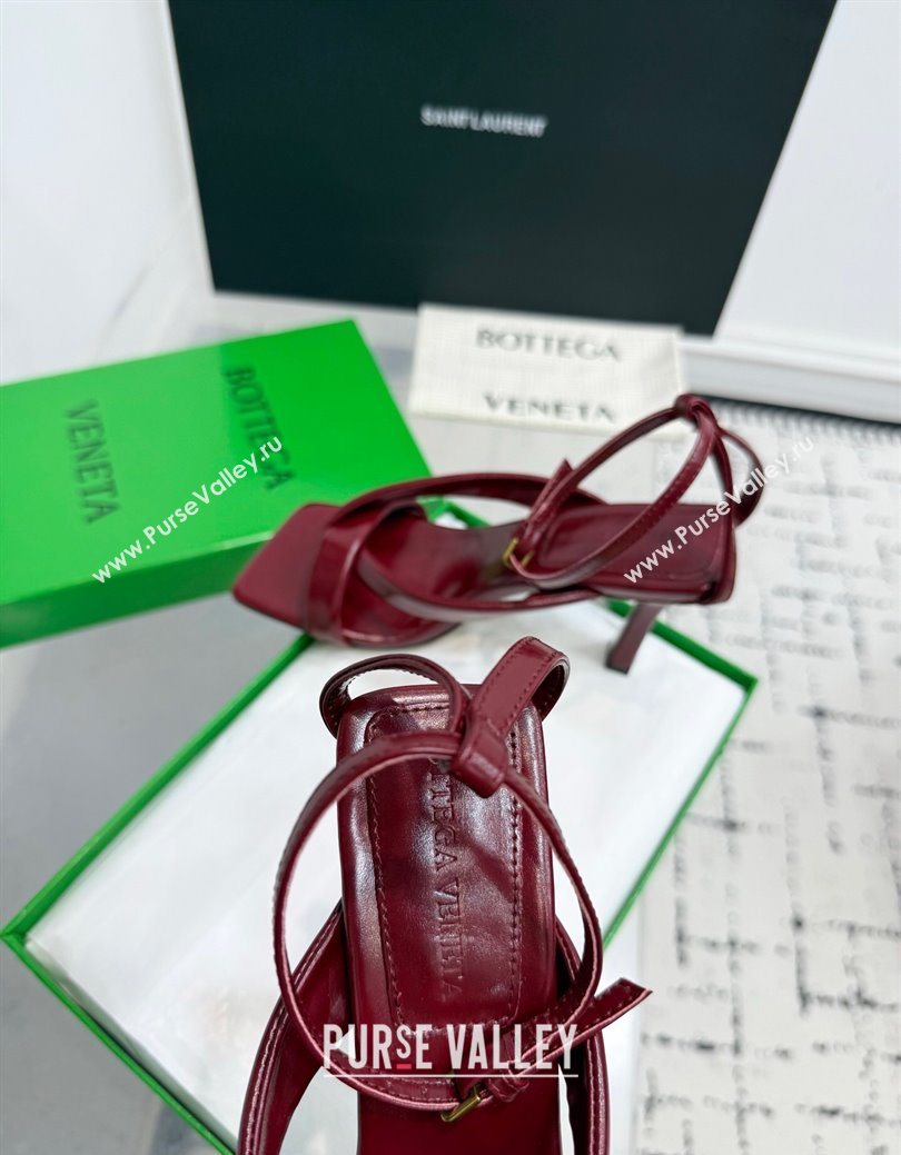 Bottega Veneta Riva Strap Sandals 9cm in Lambskin Leather Red 2025 (KER-251027153)