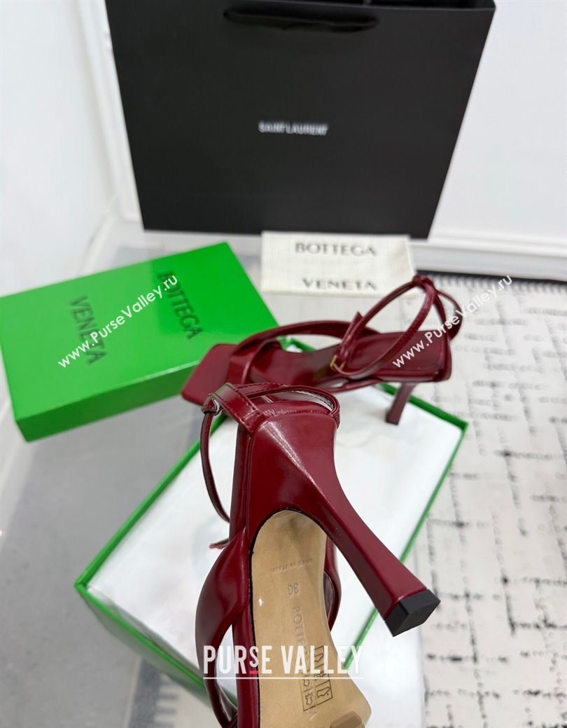 Bottega Veneta Riva Strap Sandals 9cm in Lambskin Leather Red 2025 (KER-251027153)