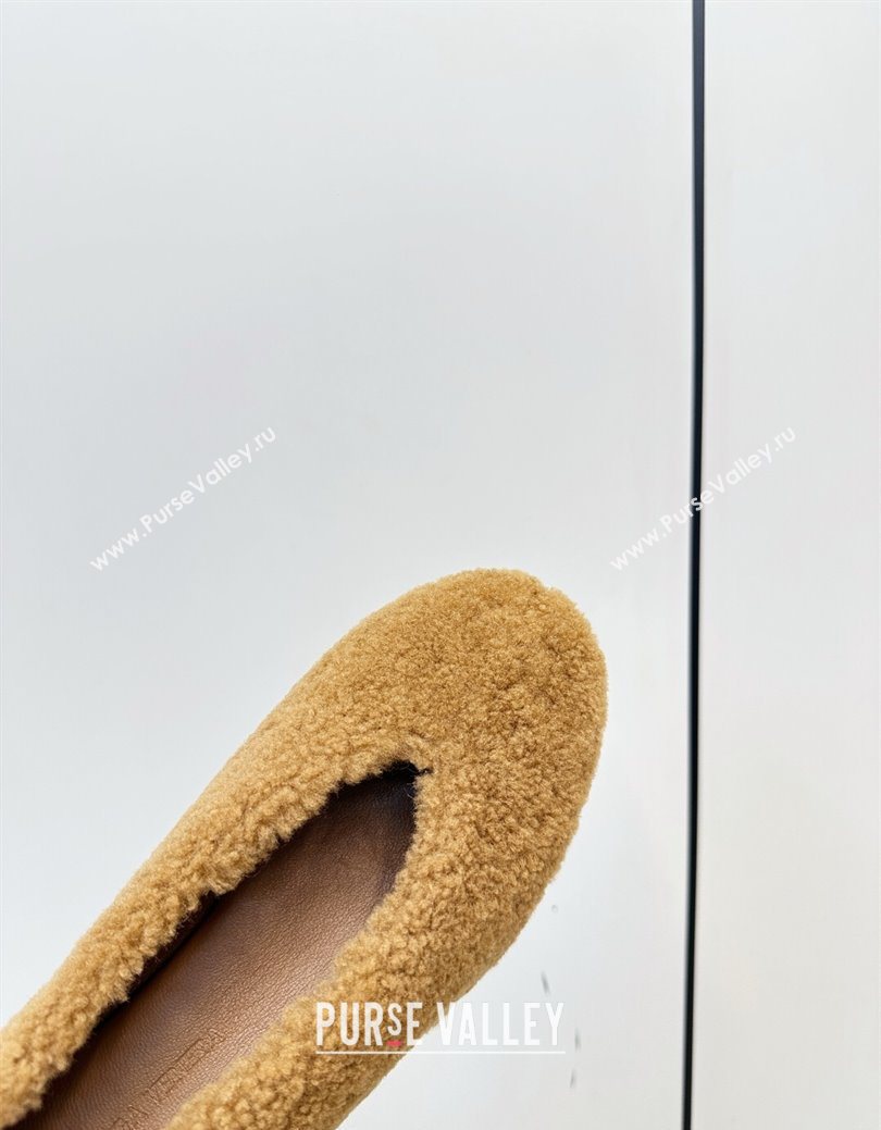 Bottega Veneta Rosa Ballerina Flat in Shearling Brown 2025 (MD-251027146)