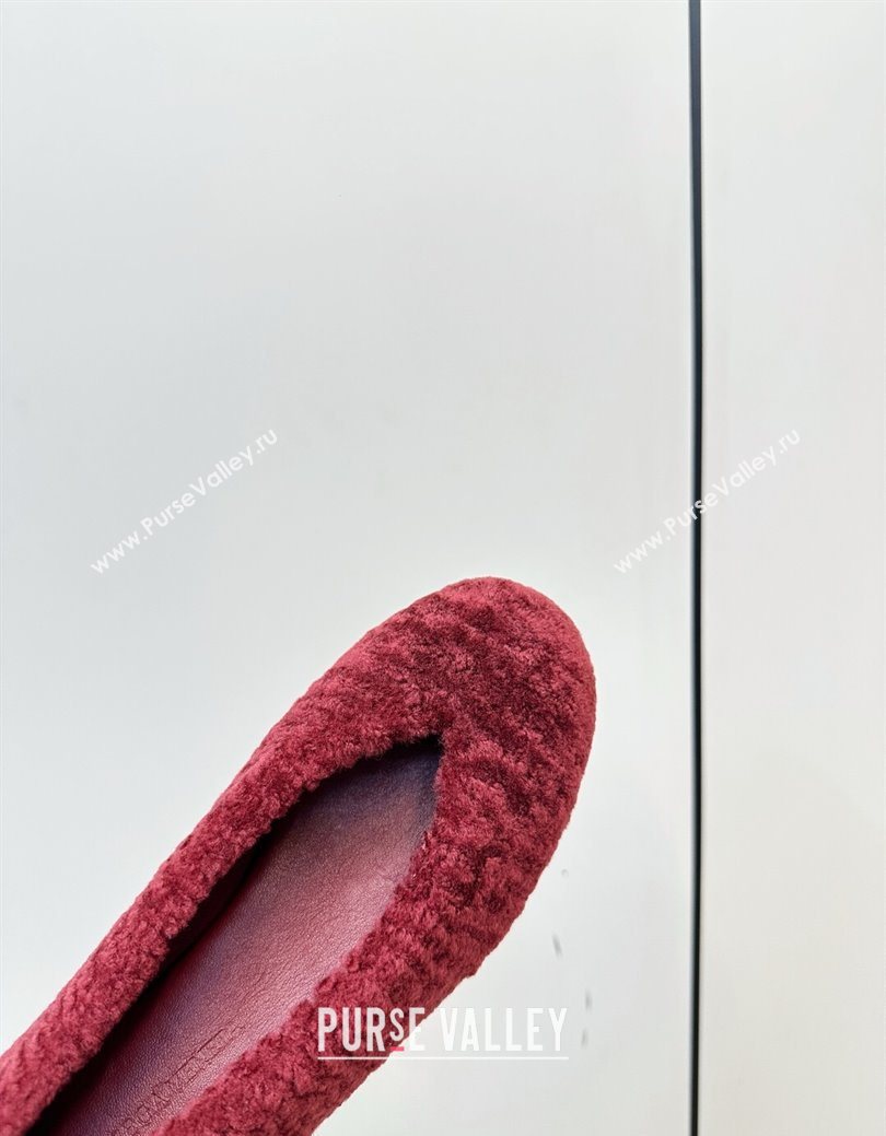 Bottega Veneta Rosa Ballerina Flat in Shearling Burgundy 2025 (MD-251027147)