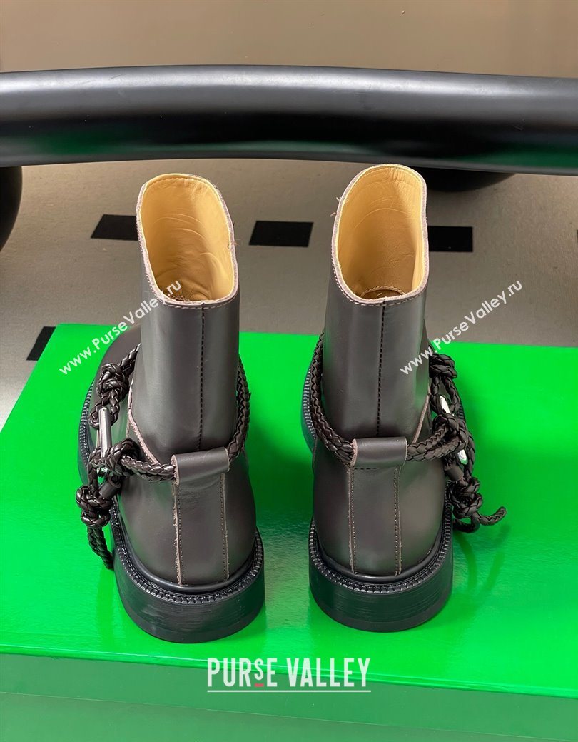 Bottega Veneta James Leather Flat Ankle Boots with Triangle Buckle Fondant Brown 2025 (MD-251027140)