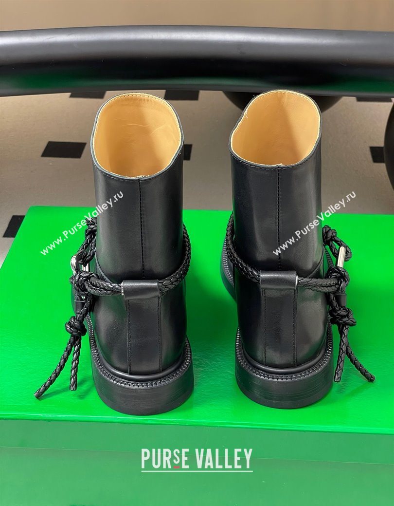 Bottega Veneta James Leather Flat Ankle Boots with Triangle Buckle Black 2025 (MD-251027139)