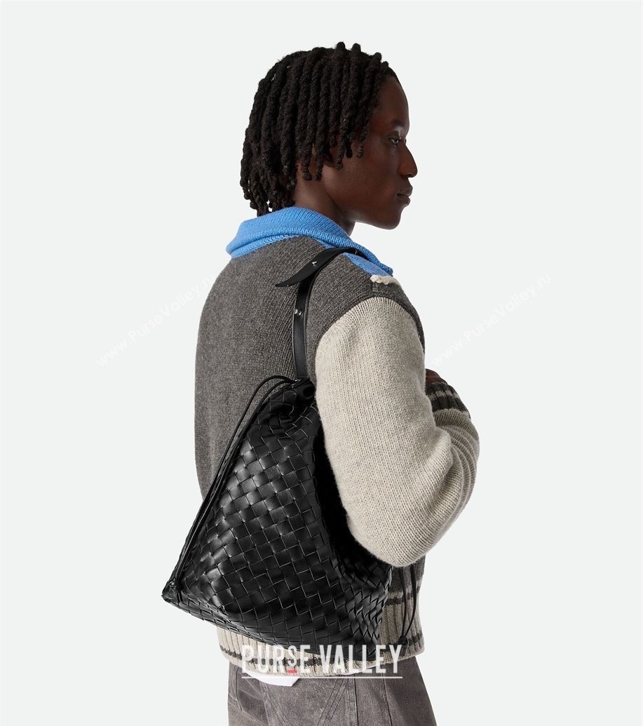 Bottega Veneta Mens Intrecciato Leather Biblioteca Bucket Bag Cypress Green 2025 836020 (WT-251119019)