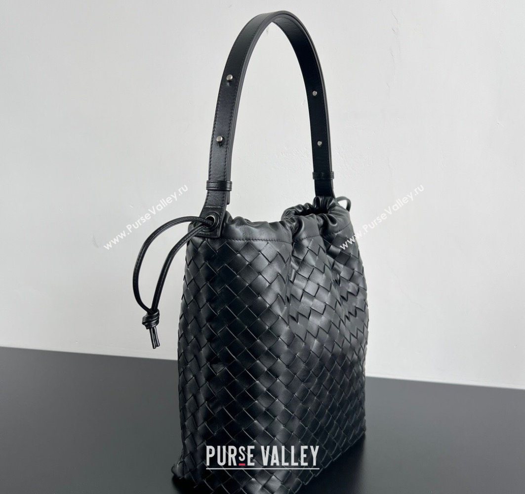 Bottega Veneta Mens Intrecciato Leather Biblioteca Bucket Bag Black 2025 836020 (WT-251119020)