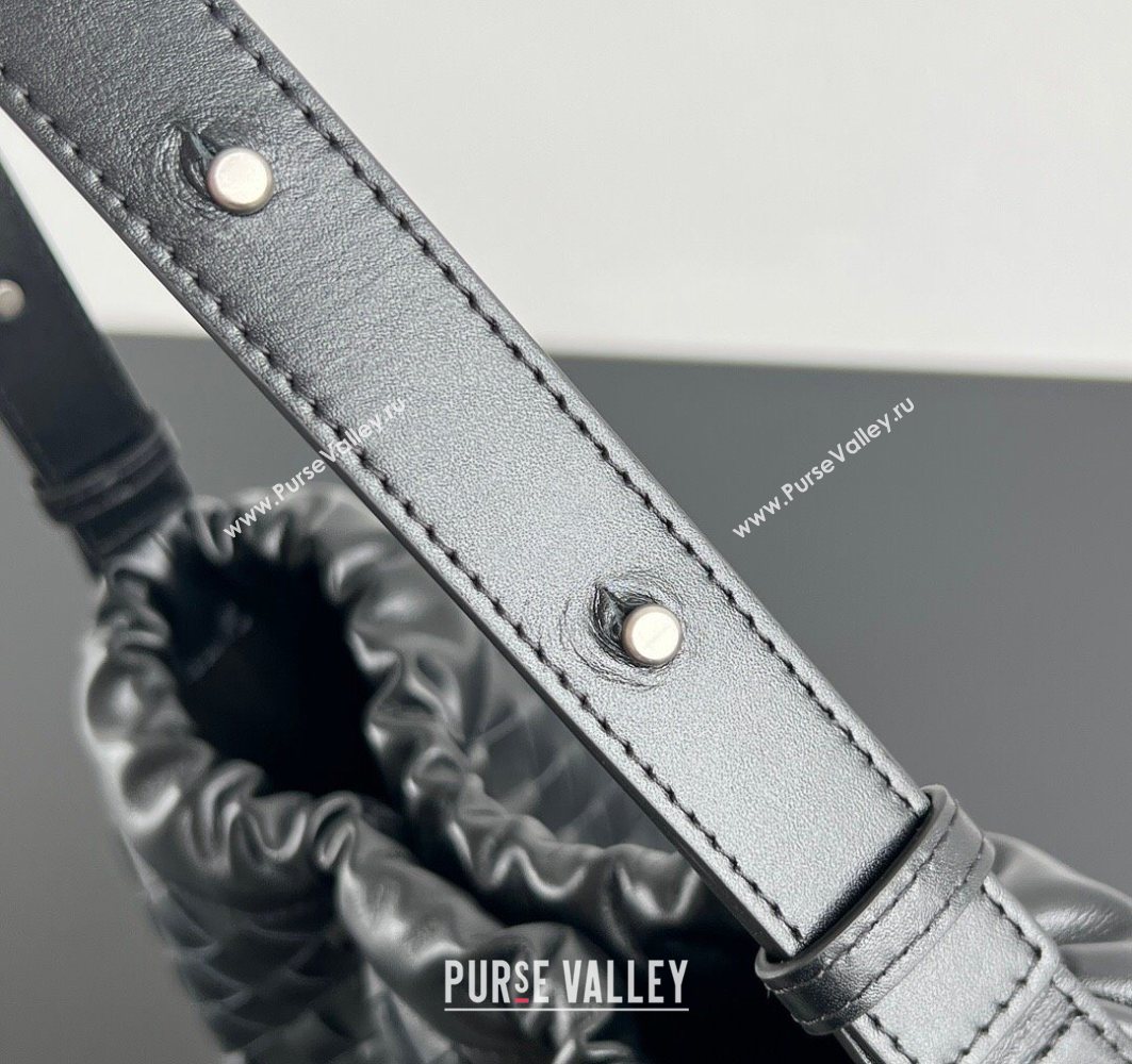 Bottega Veneta Mens Intrecciato Leather Biblioteca Bucket Bag Black 2025 836020 (WT-251119020)