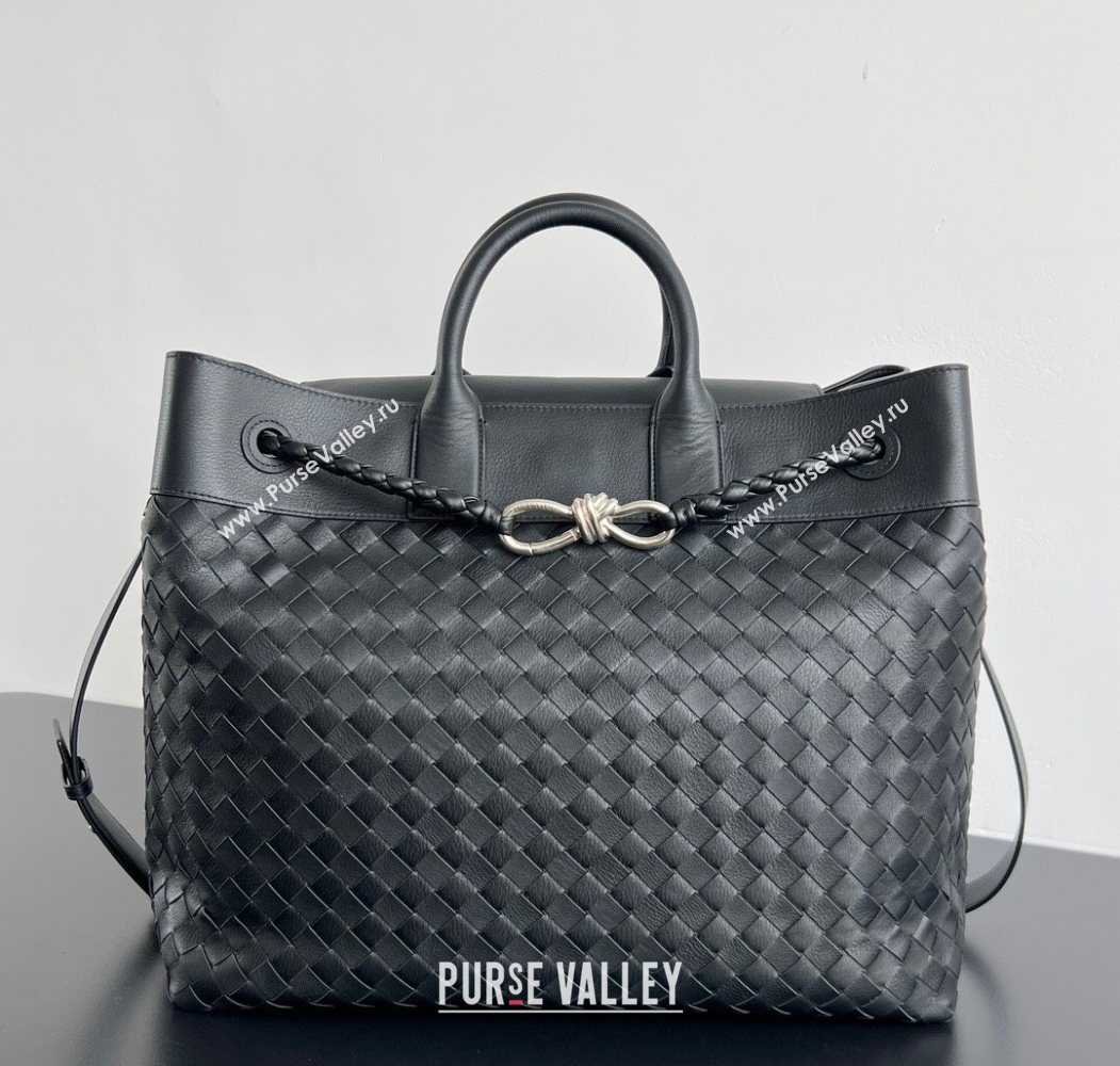 Bottega Veneta Mens Intrecciato Leather Andiamo Voyager Tote Bag Black 2025 827066 (WT-251119021)